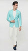 Men’s Aqua Blazer – Slim Fit One Button Suit Jacket with Stylish Floral Inner Lining - Light Turquoise