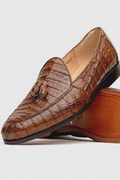 Marco Di Milano Bianchi Bay Apache Caiman Crocodile Tassel Loafers