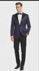 Men’s Purple Paisley Tuxedo Jacket – Ultra Slim Fit Dinner Blazer with Black Satin Peak Lapel