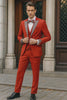 Men’s Red And White Lapel Three-Piece Tuxedo with Sequin Lapel and Matching Bow Tie - Chirstmas Suit