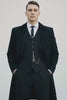 Mens Costume Thomas Shelby Black Vested Suit & Black Overcoat