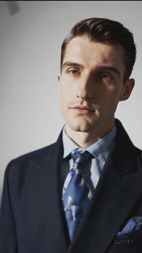 "Men's Navy Wool Peacoat – Double Breasted 3/4 Length Overcoat"