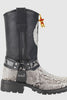 Los Altos Natural Black Python Biker Boots