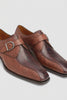 Mezlan Men's Genuine Full Quill Ostrich Leg Monk Brown  Strap Shoes