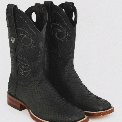 Men's Wild West Python Skin Rodeo Toe Boot 