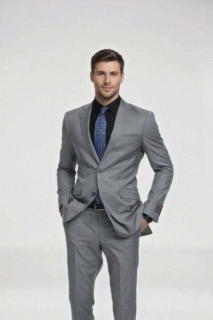 Carlo Lusso Medium Gray Two-button Poly Blend Suit