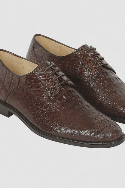 Los Altos Caiman Hornback Plain Toe Brown Shoes