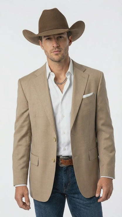 Mens Dark Tan Cowboy Western Blazer – Classic Western Style Sport Coat Casual Formal Jacket for Business Wedding Modern Fit
