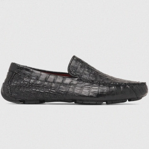 Marco Di Milano Remo Black Caiman Crocodile Driving Shoes