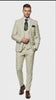 Men’s Light Beige Check 3-Piece Suit Set – Premium Tailored Fit Formal Wedding and Spring Event Suit Light Tan Sand Color By Rossiman