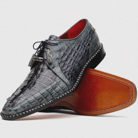 Marco Di Milano Caribe Gray Caiman Crocodile Derby Shoes