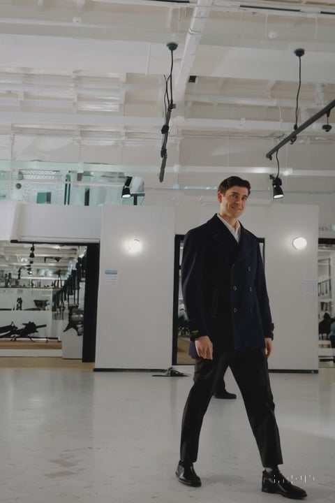 Big & Tall Men's Wool Peacoat – Classic Double Breasted Overcoat