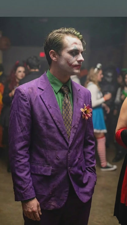 Men’s Purple Joker Blazer Dark Knight Inspired Jacket – Classic Villain Style Party Blazer, Halloween Costume Suit Jacket, Stylish Themed Wear