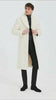 Mens Ivory Full-Length Overcoat with Luxurious Faux Fur Shawl Collar – Cream Winter Dress Coat Off White Color