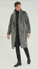 Men’s Luxury Long Grey Faux Fur Coat – Winter Overcoat with Animal Print Design