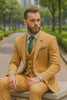 Men’s Yellow Plaid 3-Piece Suit with Vest – Stylish Formal Wear