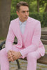 Mens Pink Pinstripe Vested Summer Seersucker Suit