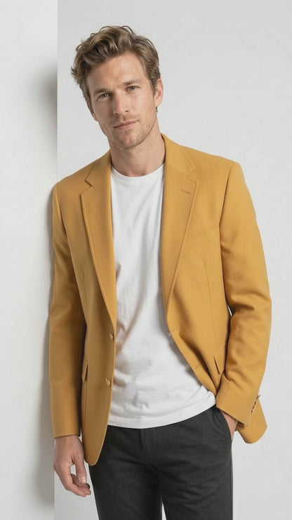 Executive Apparel Ultralux Men’s Gold Blazer Jacket, Formal Sport Coat for Weddings Prom and Parties