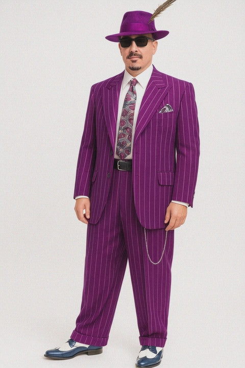 Purple Pinstripe Zoot Suit  3 Piece 1920s/1930s Gangster Outfit (Jacket and Pants and Vest)  Vintage Fashion