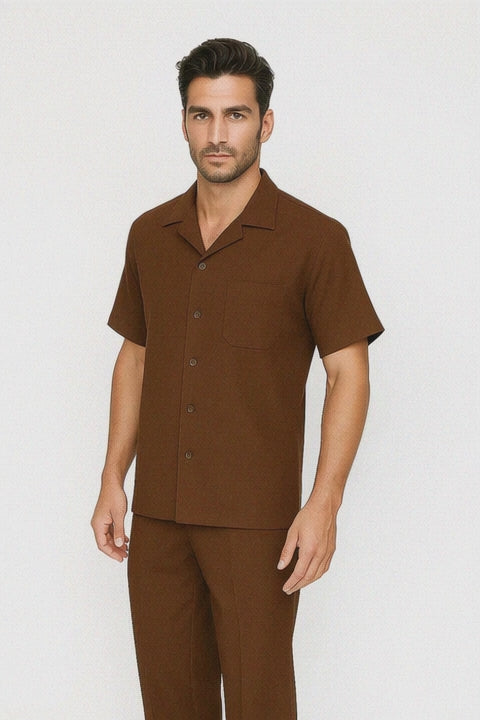 Mens Walking Suit in Color cognac  leisure suit causal Matching Shirt and Pants $99