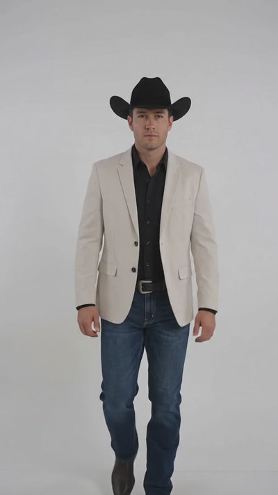 Men’s Ivory Western Blazer – Cream Cowboy Sport Coat Jacket with Notch Lapel in cream color