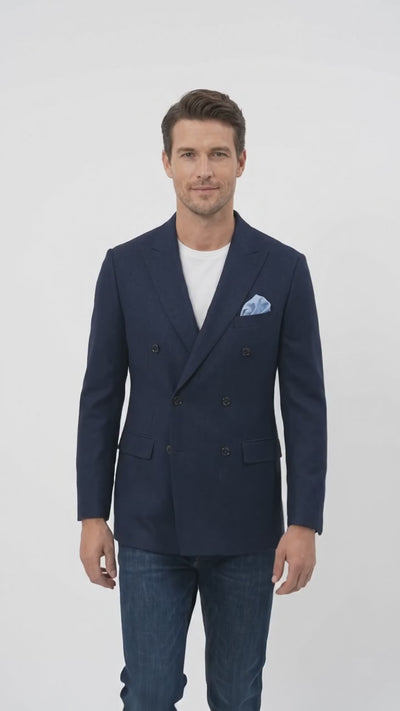 Men’s Navy Double-Breasted Blazer – Classic Fit 1920s Vintage Gatsby Style Sport Coat