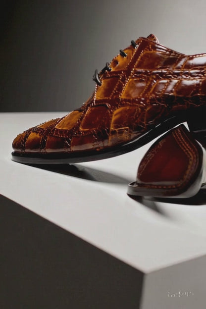 Marco Di Milano Olivieri Cognac Pirarucu Dress Shoe Oxfords