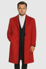 Three Buttons Red Wool Fabric Overcoat / Long men's Dress Topcoat - Winter coat
