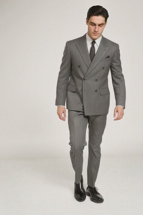 Mens Double Breasted Gomez Addams | Addams Family Costume in Charcoal Grey Pinstripe