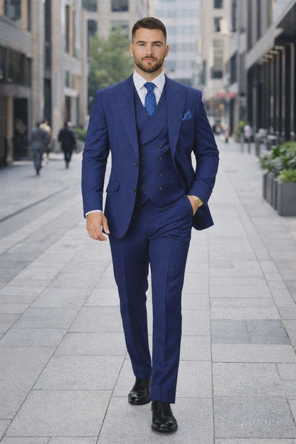 Mens Gangster Pinstripe 2 Button Double Breasted Vest Grey Suit