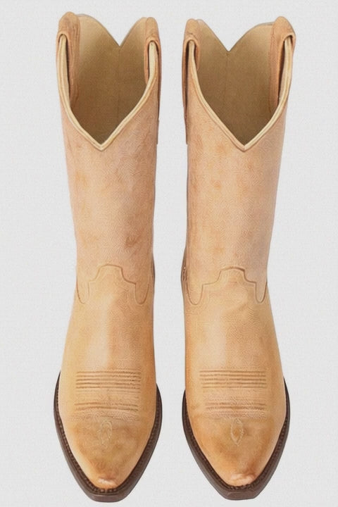 Los Altos Boots - Mens Dress Cowboy Boot - Low Priced Vintage Snip Toe Western Boots - in Honey