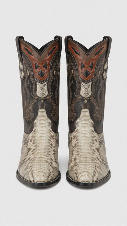 Mens Wild West Python Skin J-Toe Boots