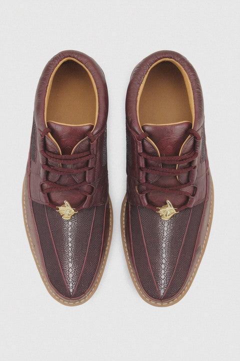 Los Altos Casual Burgundy Genuine Stingray / Ostrich Shoes