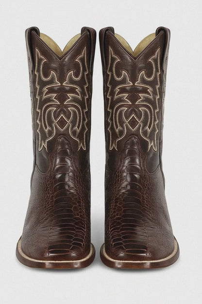 Men's Los Altos Ostrich Leg Skin Wide Square Toe Boots