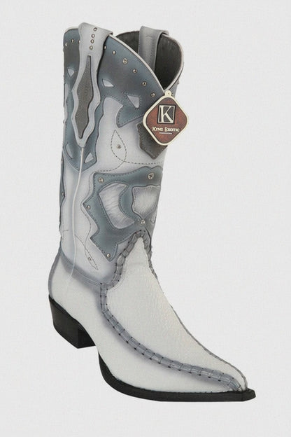 Men's King Exotic Genuine Sharkskin Boots 3x Toe Burnished White (495v20928)