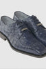 Mens Belvedere Chapo Caiman Crocodile Hornback Dress Shoe in Navy