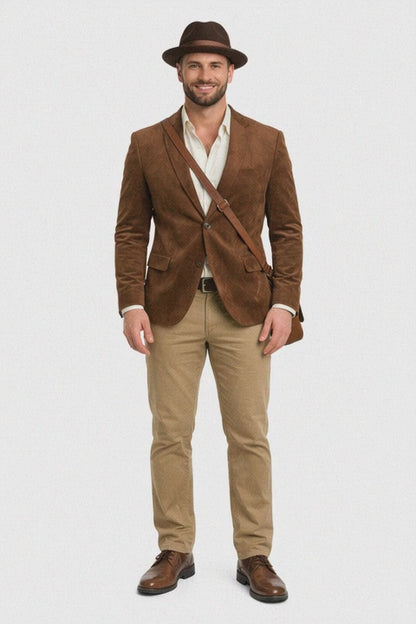 Zacchi Men’s Cognac Micro Suede Sport Coat