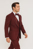 Men’s Burgundy Italian Wool 3-Piece Modern Formal Tuxedo