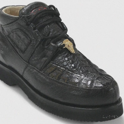 Los Altos Casual Black Caiman Belly & Ostrich Shoes