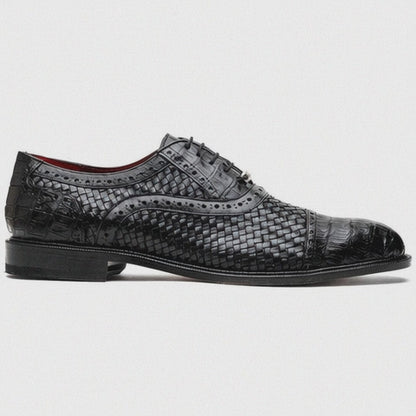 marco-di-milano-john-black-shoes-exotic-caiman-crocodile-woven-leather-dress-oxfords
