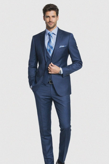 Bertolini Wool & Silk 2Pc French Blue Suit