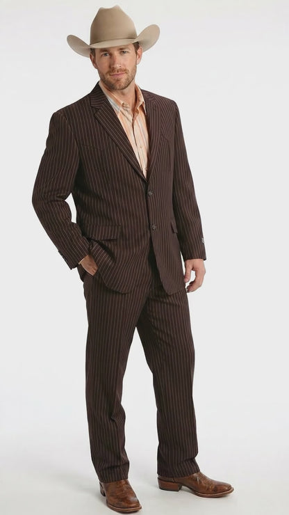 Men’s Pinstripe Western Suit – Classic Formal Blazer and Pant Set for Wedding, Traje Para Hombre Cowboy Style