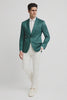 Men’s Teal Green Floral Jacquard Blazer – Slim Fit Tuxedo Jacket for Weddings, Proms, and Parties