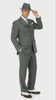 Men’s 1920s Gray Zoot Suit  – 4 Buttons  Gangster Wide Lapel Long Jacket 3-Piece Suit in Grey Color Classic Fit Pleated Pants