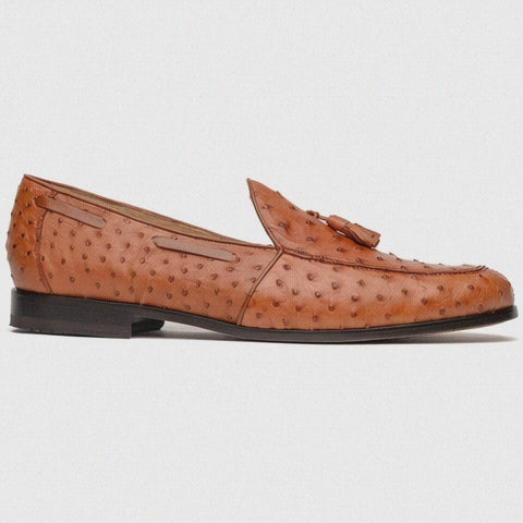 Marco Di Milano Aubiere Cognac Ostrich Quill Tassel Loafers