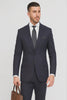 Statement Suits - Wool Suits - Peak Lapel Suits - Ticket Pocket - Modern Fit - Charcoal Stripe Suit