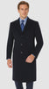 Pure Wool Full-Length Men’s Navy Overcoat – Classic Winter Dress Coat