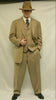 Mens Tan Pinstripe Zoot Suit – 1920s Gangster Vintage 3-Piece Suit with Wide-Leg Pants