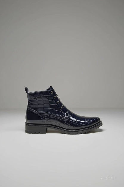 Navy Genuine Caiman Crocodile Belly Ankle Los Altos Boot