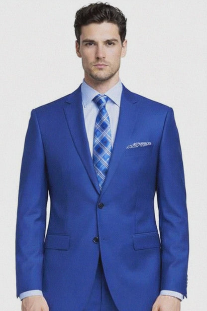 Mantoni 2-Button Slim or Modern Fit in 3-Blue Navy Fabrics